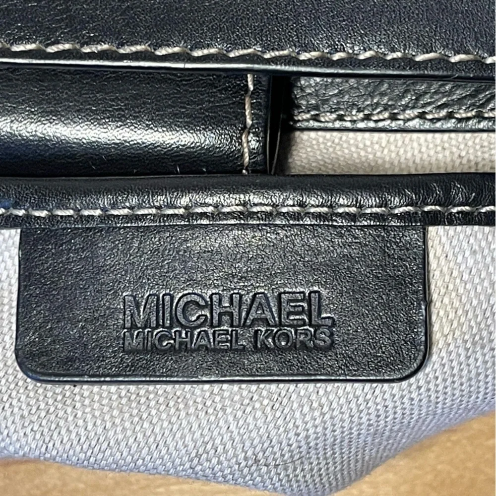 MICHAEL Michael Kors Black Leather Satchel Double Handle Zip Pocket Shoulder Bag